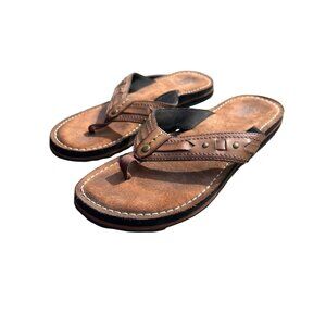 Clarks Womens Brown Leather Flip Flop Sandals Comfort Size 7